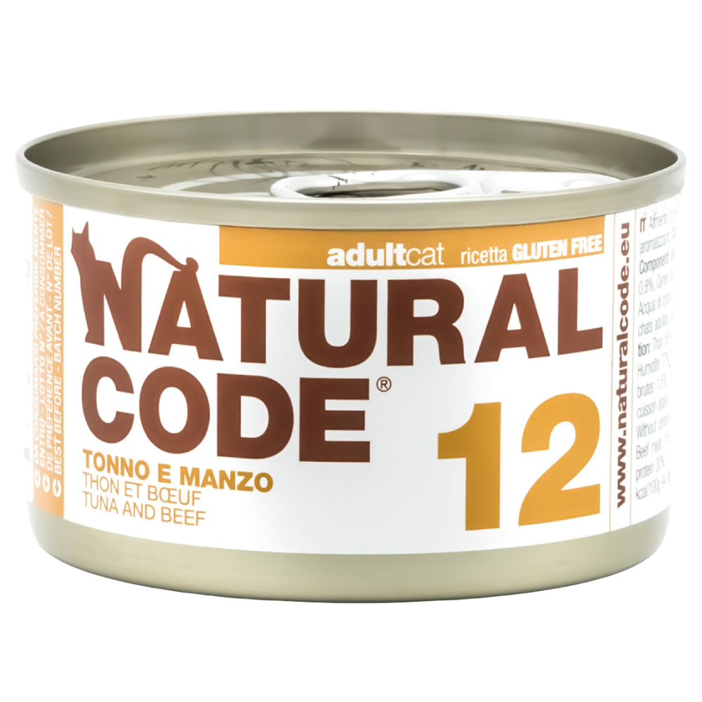 Natural Code 12 Cans Tuna & Beef for Cats 85g