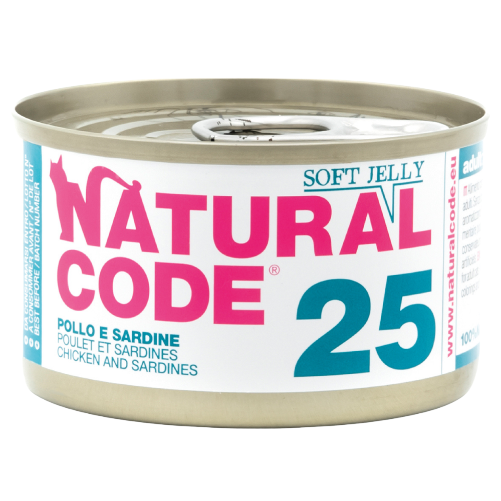 Natural Code 25 Cans Chicken & Sardines in Jelly for Cats 85g