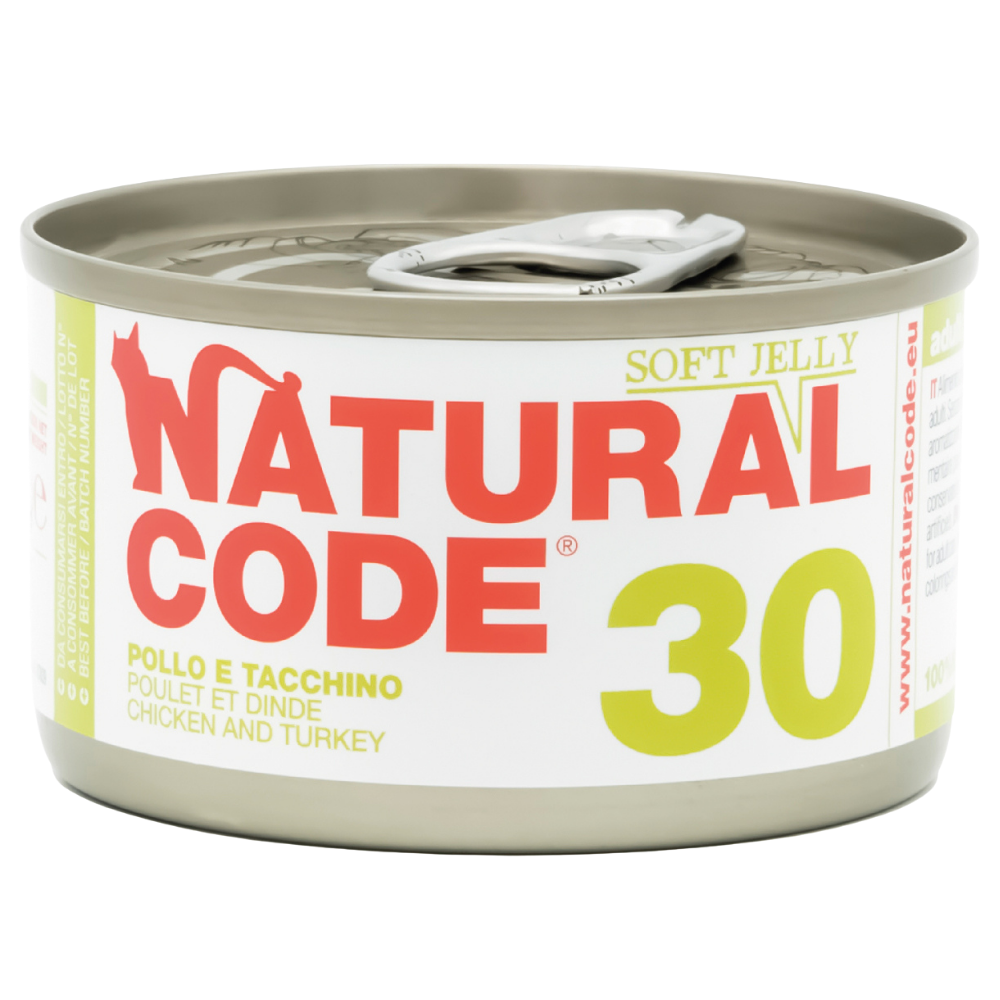 Natural Code 30 Cans Chicken & Turkey in Jelly for Cats 85g