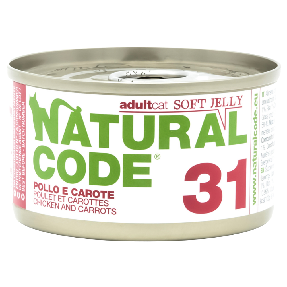 Natural Code 31 Cans Chicken & Carrots in Jelly for Cats 85g