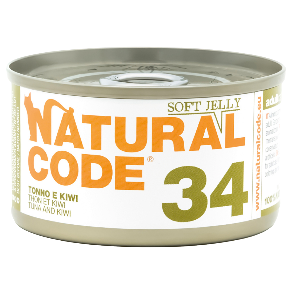 Natural Code 34 Cans Tuna & Kiwi in Jelly for Cats 85g