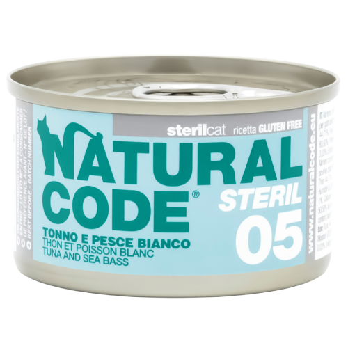 Natural Code ST05 Cans Tuna & Sea Bass for Cats 85g
