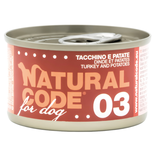 Natural Code 03 Cans Turkey & Potatos for Dogs 90g