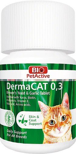 bio petactive dermacat 0.3 skin and coat support tablets for cats 75 tabs 22.5g